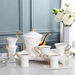 YQBUER Tea Set 8 Piece Phnom Penh European Afternoon Tea Drink Set Coffee Set for Party and Dinner Glazed Porcelain Coffee and Tea Set