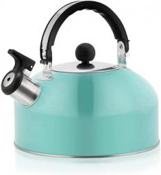 YQWY Stovetop Kettles,Teapot, Home Cordless 3L Stainless Steel Light Weight Whistling Kettle with Traditional/Retro Spout for Hob Or Stove Top -Light blue
