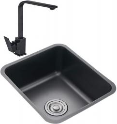YWTT Kitchen Sinks Stainless Steel Hand-washing Sink Kitchen Single-slot Home Balcony Mini Bar Sink Double Bowl (Black,35x33cm)