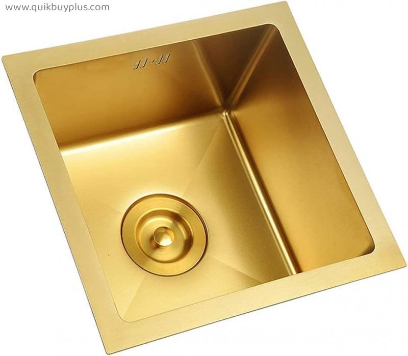 YWTT Multi-Function Kitchen Sink Handmade Gold Nano Mini Stainless Steel Sink, On-Stage/Under-Stage Installation Method Sink