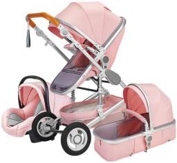 YXCKG Baby Prams, Carseat and Strollers Combo, 3 in 1 Infant Pram with Shock-Resistant Pushchair for Newborn and Toddler, Baby Stroller with Mommy Bag, Travel System Pushchair Pram 2021 (Pink 1)