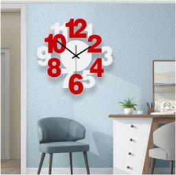 YXD Decor Clock Wall Art Quartz Wall Clock 20 Inch Silent Non Ticking Battery Operated Wall Clock Modern Living Room Decoration Wall Clock Modern Clock (Color : Medium White and red)