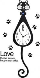 YXD Decor Clock Wall Cute Cat-Shaped Living Room Decoration Wall Clock 20 Inch Silent Non Ticking Battery Operated Wall Clock for Home Modern Clock (Size : Medium)