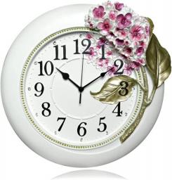 YXD Decor Clock Wall Hydrangea Resin Wall Clock 12 Inch Silent Non-Ticking Battery Operated Round Wall Clock for Home/Bedroom/Kitchen Modern Clock (Color : Style C)