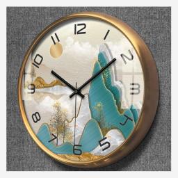 YXD Decor Clock Wall Vintage Metal Clock 14 Inch Silent Wall Clock Large Decorative Battery Operated Non Ticking Wall Clock for Living Room Modern Clock (Color : Style D)