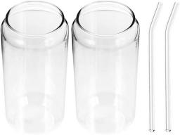 Yardwe 1 Set 350ml Mason Jars Glass Cup With Straw Cocktail Glass Cup Set Tall Drinking Glasses Iced Coffee Glasses Iced Tea Glasses Wine Cups Water Glasses