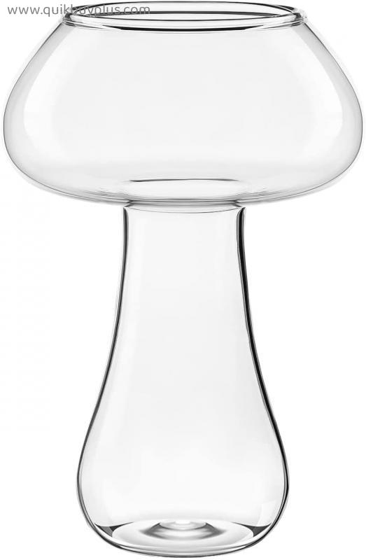 Yardwe Mushroom Glass Cup Glasses Drink Glasses Cups Mushroom Shape Cocktail Glass for Party Bar