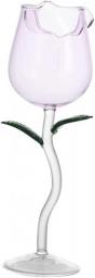 Yardwe Rose Flower Wine Goblet Cocktail Glasses Champagne Flute Stem Cups Beverage Glass Cup For New Year Wedding Party Banquet Reception Transparent