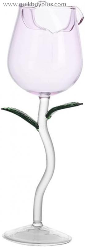 Yardwe Rose Flower Wine Goblet Cocktail Glasses Champagne Flute Stem Cups Beverage Glass Cup for New Year Wedding Party Banquet Reception Transparent