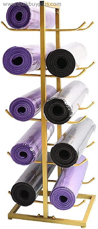 Yoga Mat Holder Stand Floor, Freestanding Large Capacity Foam Roller Organizer Rack, 5 Tier Metal Display Holder, Workout Room/Gym (Color : White)