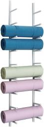 Yoga Mat Holder Wall Mount White, Metal Foam Roller/Exercise Mats Storage Organizer Rack, 6/9 Layer Vertical Compact Yoga Mats Display Stand (Size : 6 Tier)