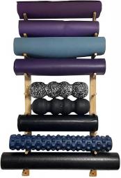 Yoga Mat Holder Wall Mount Wood, Foam Roller Pilates Mats Storage Rack Stand, Multifunctional Sports Accessaries Storage, Home/Gym (Size : 9 Tier)