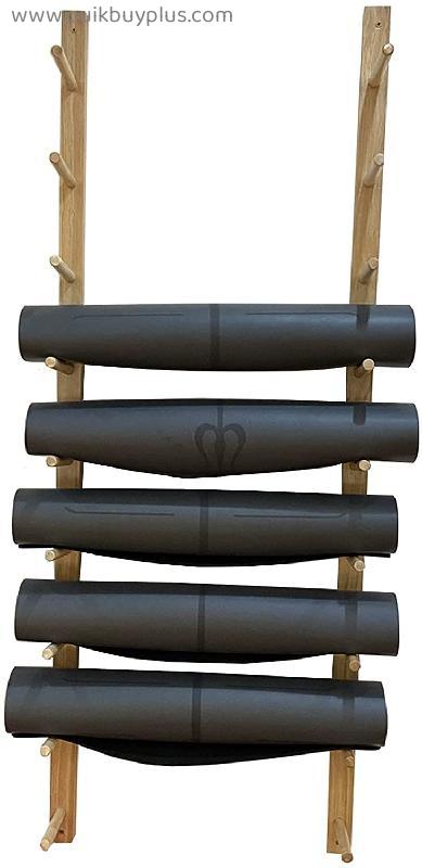 Yoga Mat Holder Wall Mount Wooden, Muti-Tier Yoga Mat Rack Storage Organizer for Foam Roller/Pilates Mats, Home/Gym/Fitness Room Storage Shelf (Size : 6 Tier)