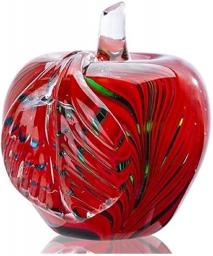 ZHANGZZ Animal Statues Home Decor Ornament Figurine 3.7'' Murano Glass Blown Red Apple Paperweight Unique Handmade Figurine Collectible Fengshui Home Decor Craft Decorations for Living Room