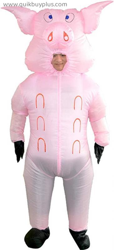 ZISUEX Inflatable Pig Costume Adult Blow Up Suit Pig Halloween Costumes Cosplay Women Inflatable Costume for Adult