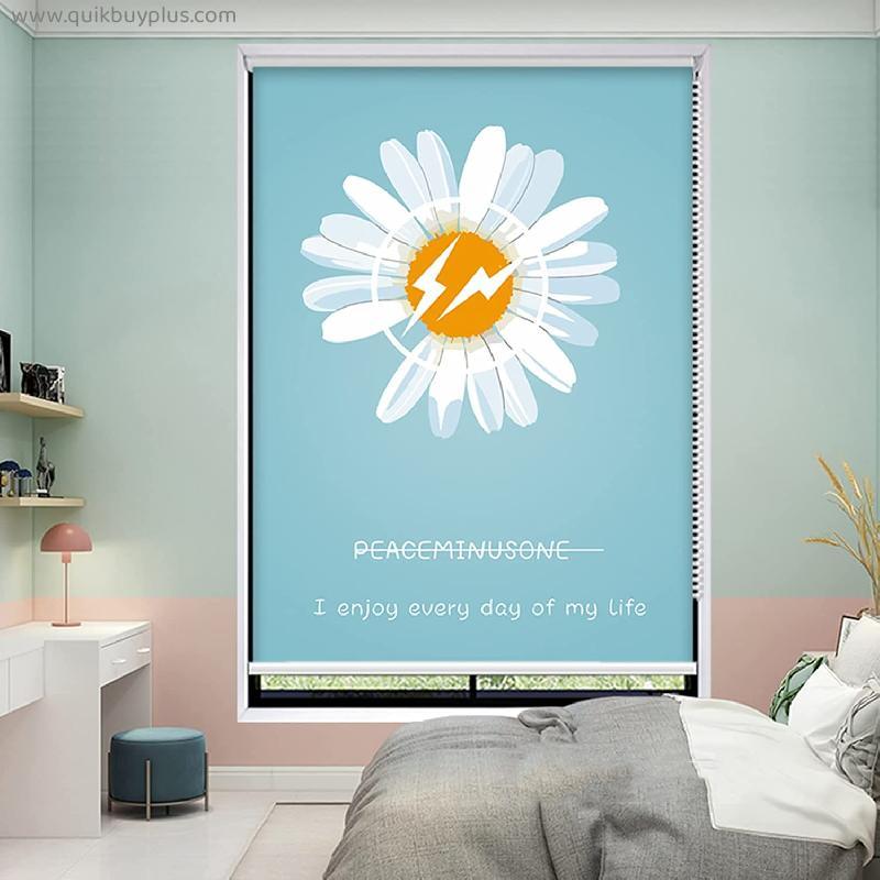 ZMQL Bedroom Roller Shade Blinds - Blackout Thermal Insulated, 60/70/80/90/100/110/120cm Wide, Waterproof Roll-Up Curtain, Daisy Design (Size : 100x120cm/39x7in)