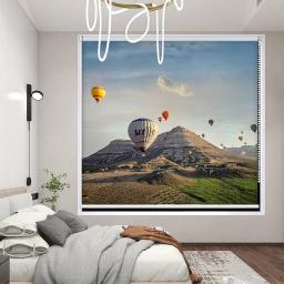 ZMQL Waterproof Blackout Roller Shade Blinds, Hot Air Balloon Patterned Roll-Up Curtain with Fittings, Thermal Insulated & Oil-Proof (Size : 130x200cm/51x79in)