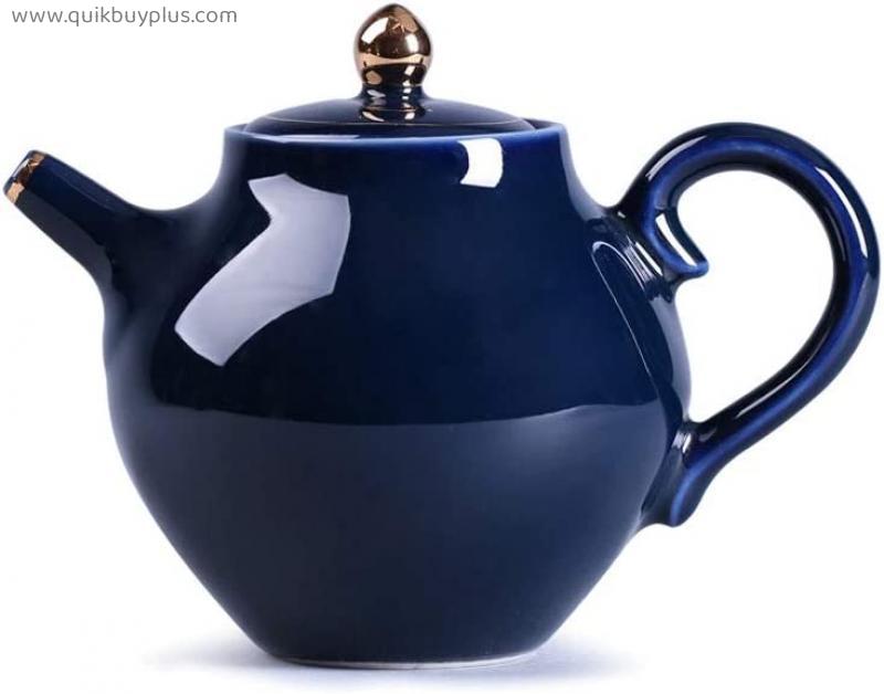 ZYING Low-Key Luxury Solid Color Blue Hand-Painted Gold Ceramic Family Use Kung Fu Tea Set Single Teapot