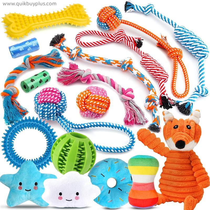 Zeaxuie 9 Pack Valued Puppy Toys for Teething Small Dogs, Cute Puppy Chew Toys with Rope Dog Toys, Treat Ball and More Squeaky Toys