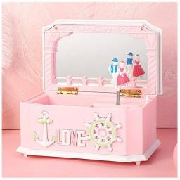 Zxb-shop Musical Jewelry Box Musical Jewelry Storage Box with Twirling Dancer,Creative Music Box with Mirror,Kids Jewelry Box for Girls,Pink/Blue Musical Box Jewel Case (Color : Pink)