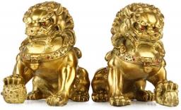 aasdf A pair of pure copper Feng Shui decorative ornaments with lion, town house, ward off evil spirits