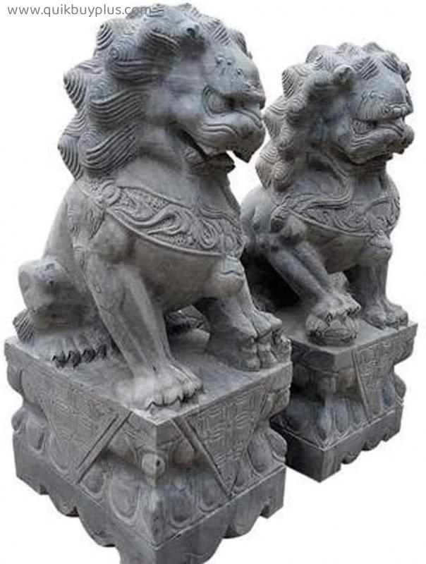 aasdf Beijing Lion Statues Couple Fu Foo Dogs Feng Shui Chinese Traditional Decoration Auspicious Animal Bluestone Ward Off Evil Energy