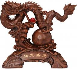 aasdf Dragon Statues for Home Decor Figurines Dragon Ornament Resin Feng Shui with Dragon Ball Sculpture Wealth Prosperity Decoration Gold