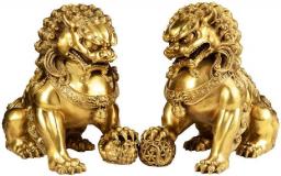 aasdf Feng Shui Lion Statue Ornament Wealth Porsperity Pair of Fu Foo Dogs Sculpture Best Housewarming Gift to Ward Off Evil Energy Decor Set