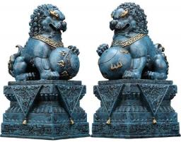 aasdf Pure Copper Beijing Lion Statues Couple Fu Foo Dogs Feng Shui Decoration Decor Prosperity Figurine, Home and Office Wealth Good Luck Sculpture
