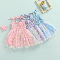 Ma&baby 6m-4Y Toddler Infant Kid Girls Dress Floral Print Tulle Tutu Party Birthday Holiday Dresses For Girls Summer Costume D01
