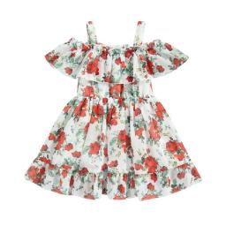 Ma&baby 9M-5Y Infant Toddler Kid Baby Girls Dress Floral Print Ruffle Off Shoulder Dresses For Girls Summer Costume D01