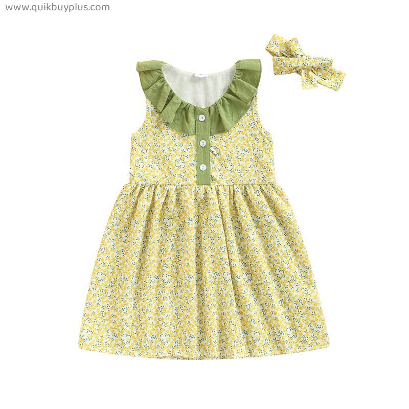 ma&baby 3M-3Y Infant Toddler Baby Girls Dress Floral Print A-line Dresses For Girls Summer Clothing Costumes D01