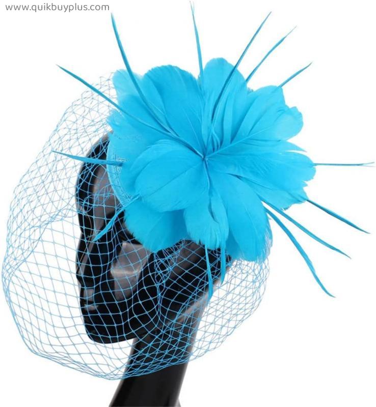 n/a Fancy Feather Flower Bridal Elegant Fascinators Hats Veils Female Mesh Wedding Millinery Hats on Hair Clips (Color : Yellow, Size : 15cm)