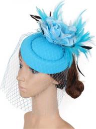 N/a Fashion Elegant Veils Lady Hair Fascinators For Weddings Women Felt Millinery Hats With Fabric Flower Headwear (Color : Turquoise, Size : 20cm)
