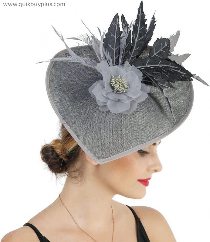 n/a Women Fascinators Millinery Hat Party Wedding Hat Wide Brim Fedora Headpiece Church Hair Accessories (Color : Purple, Size : 30 cm)