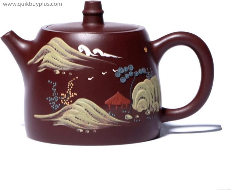 teapot 190ml Yixing Purple Clay Teapots Handmade Landscape Pattern Tea Pot Beauty Kettle Chinese Zisha Tea Set