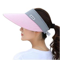 women summer Sun Hats pearl packable sun visor hat with big heads wide brim beach hat UV protection female cap
