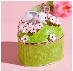zxb-shop Music Box Cute Rabbit Jewelry Box for Ring/Earring,Creative Heart-Shaped Music Box,Home Decor,Girl's Keepsake Storage Case,Pink/Green,Gift Wood Musical Box (Color : Castle in The Sky)