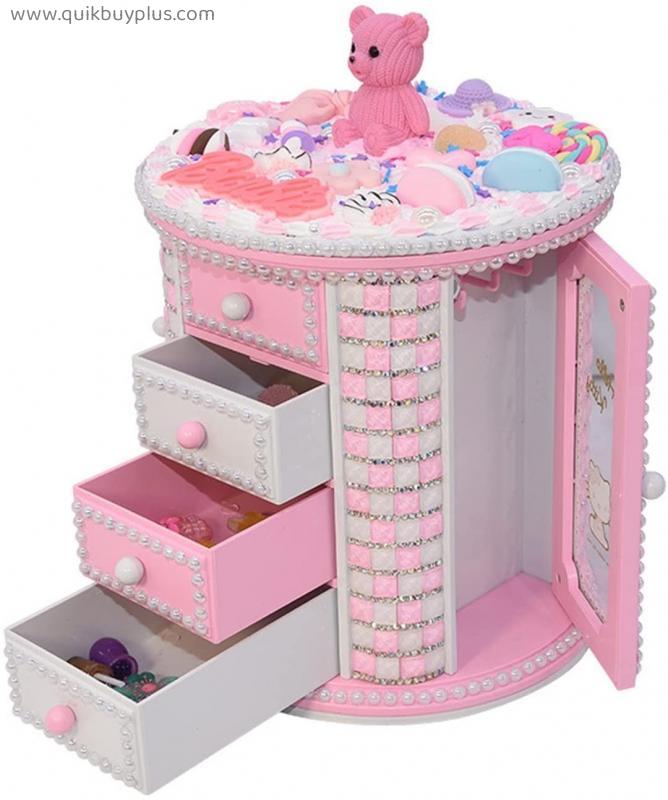 zxb-shop Music Box Pink Music Box Children's Jewelry Box Handmade Suitable Birthday for Little Girls Wood Musical Box