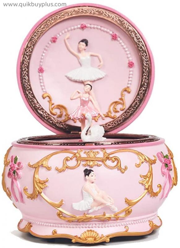 zxb-shop Musical Jewelry Box Round Pink Music Box,Romantic Ballerina Music Box for Girls,Home Decoration,Creative Gifts for Birthday/Party/Friends Musical Box Jewel Case (Color : Castle in The Sky)
